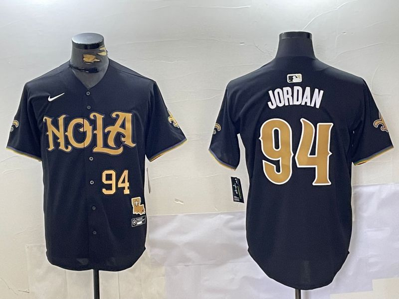 Men New Orleans Saints #94 Jordan Black Joint Name 2024 Nike Limited NFL Jersey style 2
